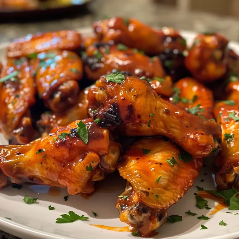 A Taste of Adventure: The Buffalo Wings That Ignite Your Spirit Side view of Baked Buffalo Wings with visible spices and a vibrant red sauce.