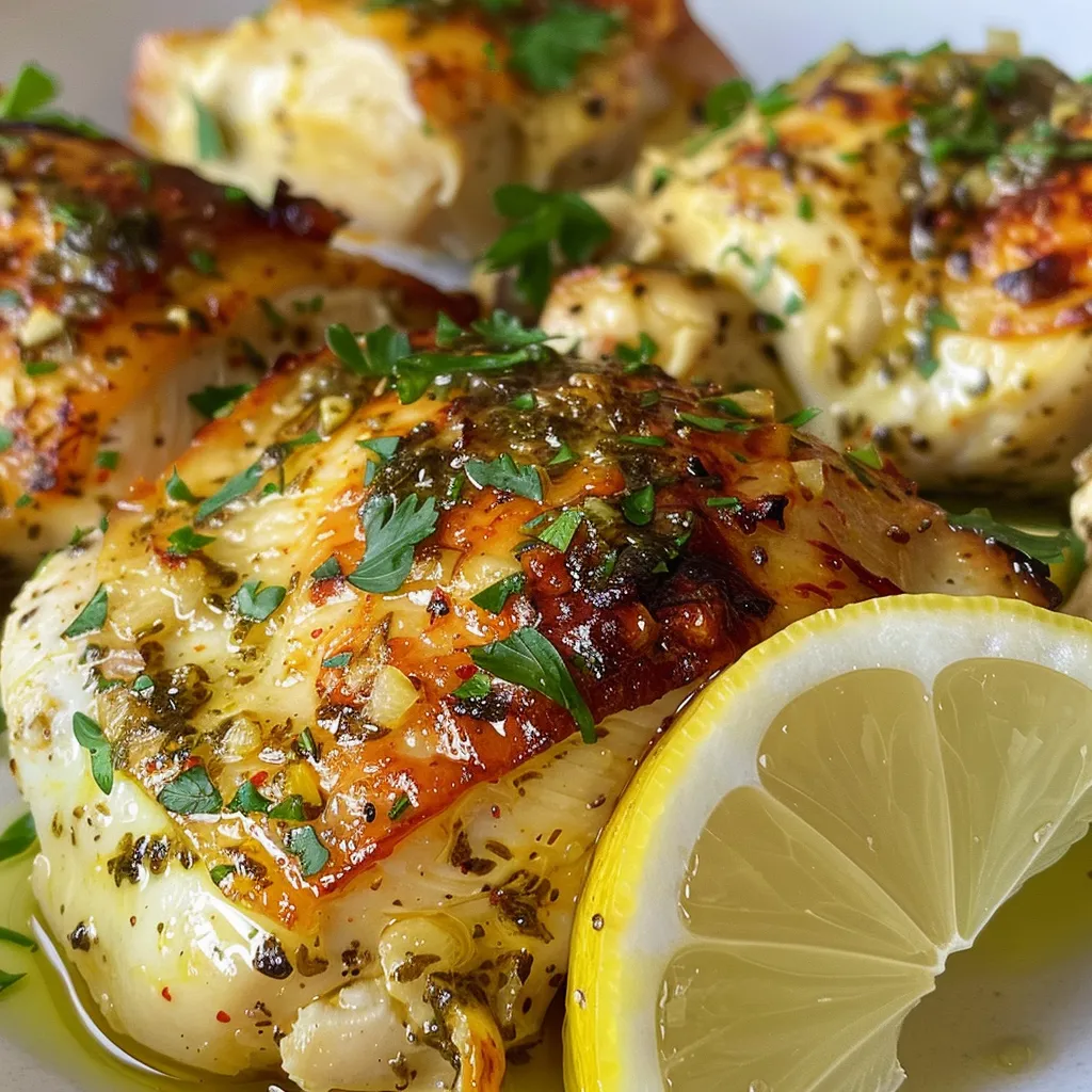 Deliciously seasoned Greek yogurt chicken served on a plate.