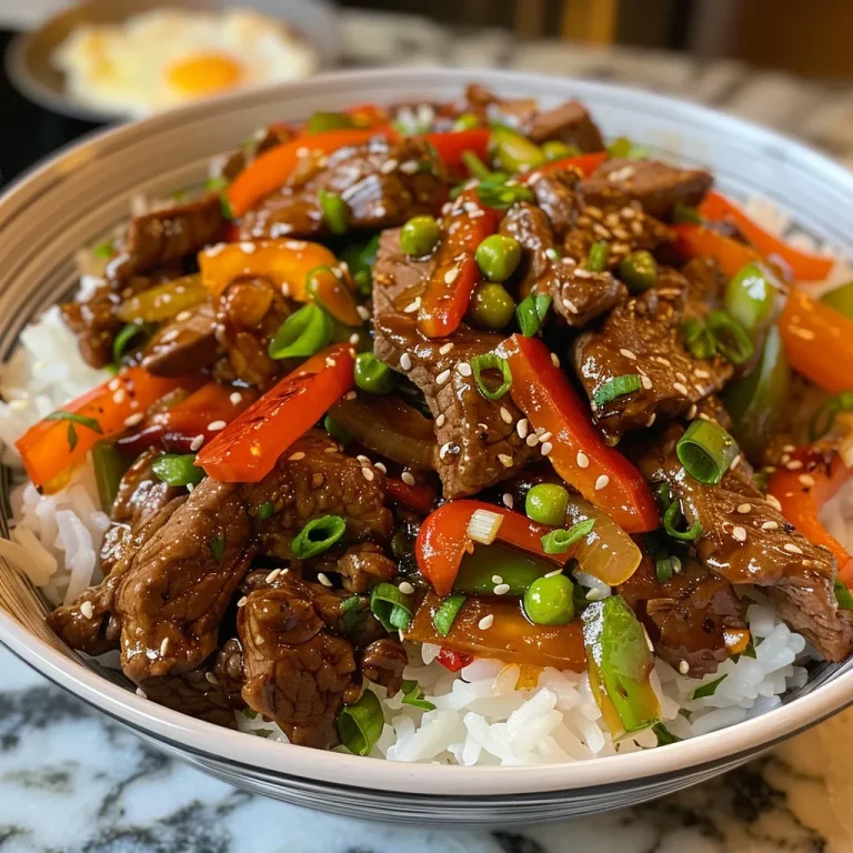Close-up view of juicy Beef Stir-Fry on a plate with colorful vegetables.