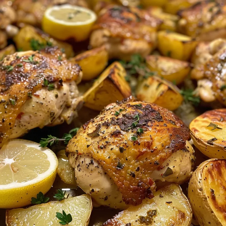 Plate of Greek-style lemon chicken and roasted potatoes, showcasing textures.
