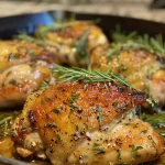 Juicy herb-infused chicken breast drizzled in creamy garlic sauce.