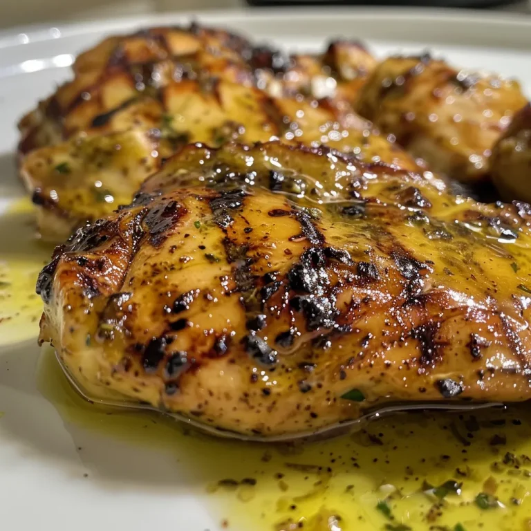 Close-up of honey mustard grilled chicken with a golden glaze.