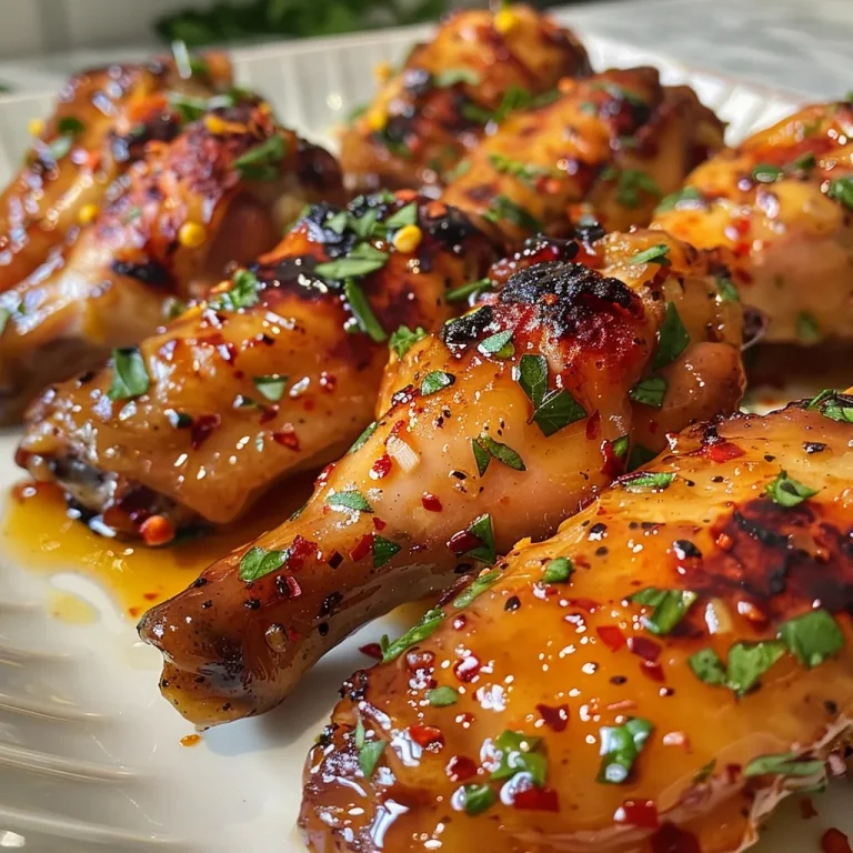 Close-up of succulent chicken wings featuring a glaze made from Florida orange juice and honey.