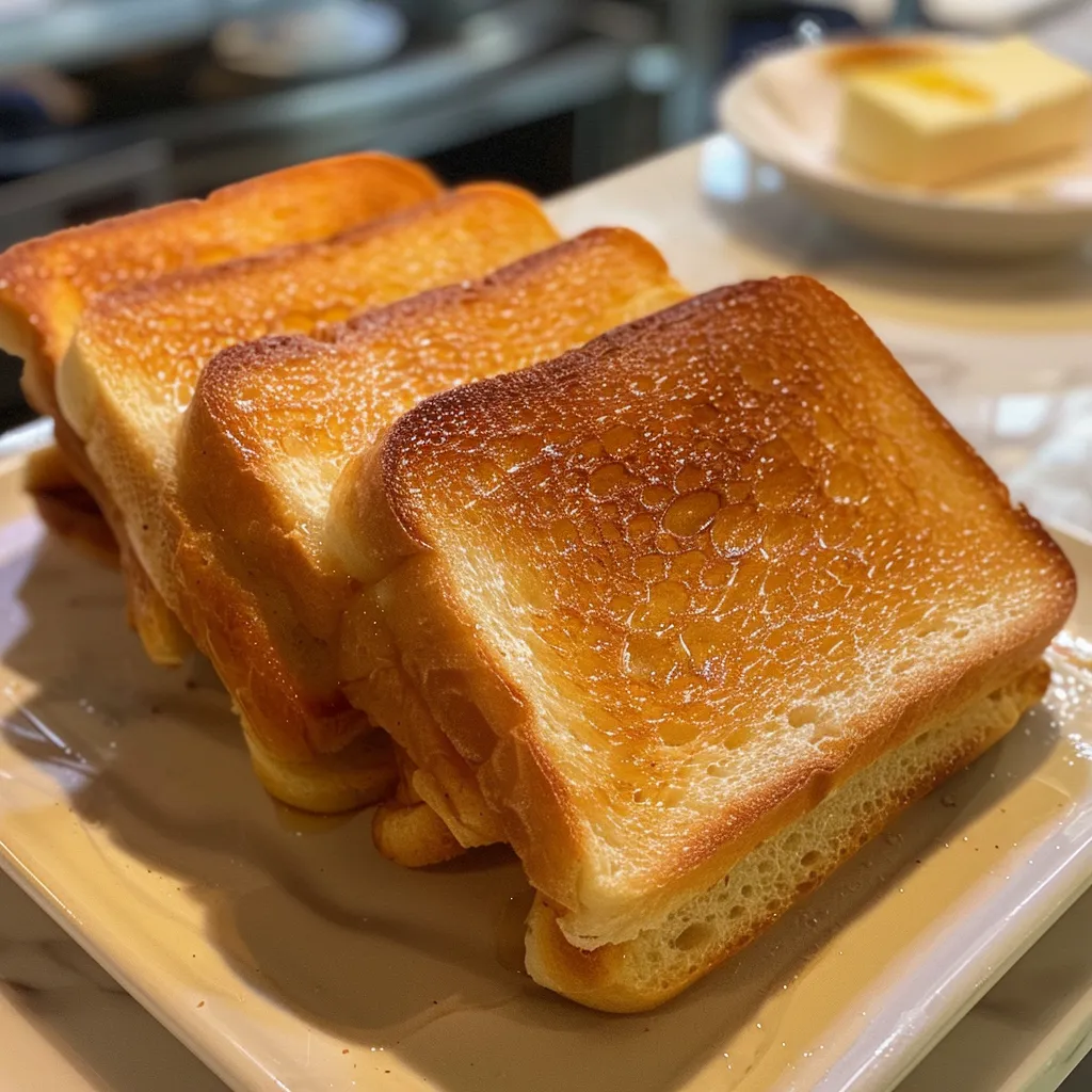 Side shot of tender Japanese Milk Bread Toast showcasing its light texture and softness.