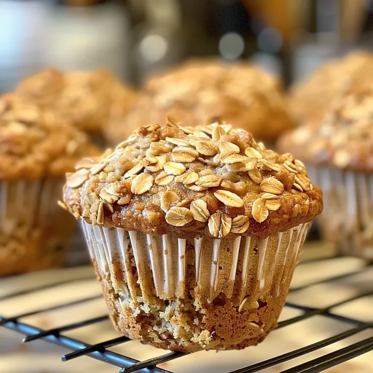 Close-up view of moist banana oatmeal muffins arranged on a plate.