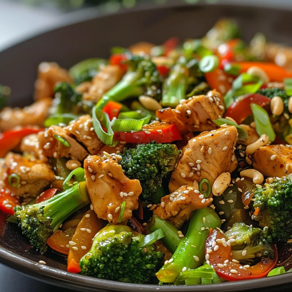 Freshly cooked Skinny Chicken Stir-Fry showcasing various ingredients in a bowl.
