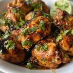 Juicy Spicy Honey Lime Chicken with garnished cilantro.