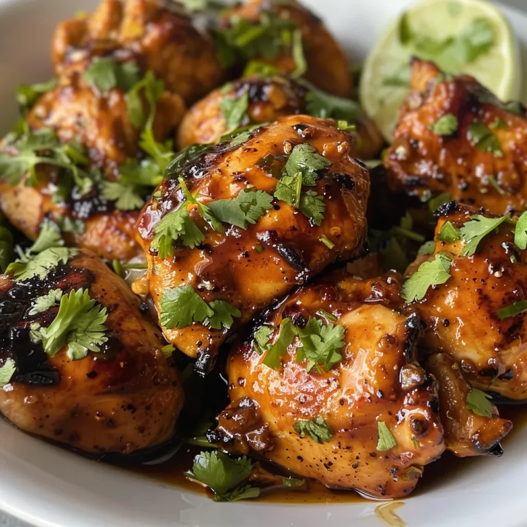 Juicy Spicy Honey Lime Chicken with garnished cilantro.