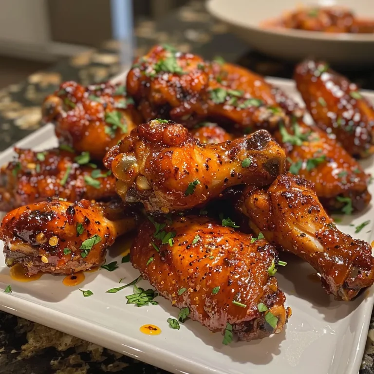 Detailed shot of chicken wings with a rich honey glaze and spices.