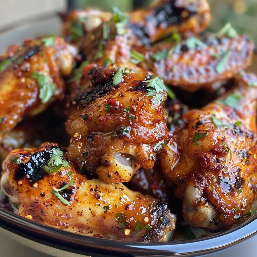Appetizing chicken wings showcasing a hot honey rub on a plate.