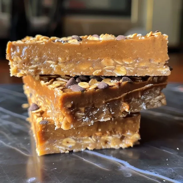 Side view of delicious Peanut Butter Banana Bars, showcasing their moist texture and rich color.