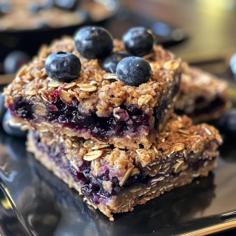 Bite-Sized Adventures Discovering the Joy of Blueberry Oat Bars Close-up side view of juicy blueberry oat bars with a rustic texture.