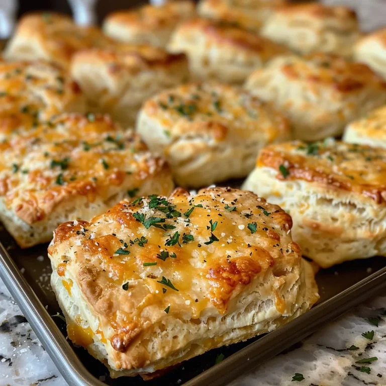 A Biscuit Journey Unraveling the Warmth of Buttery Garlic Cheddar Delights Close-up of golden brown buttery garlic cheddar biscuits with melted cheese pockets.