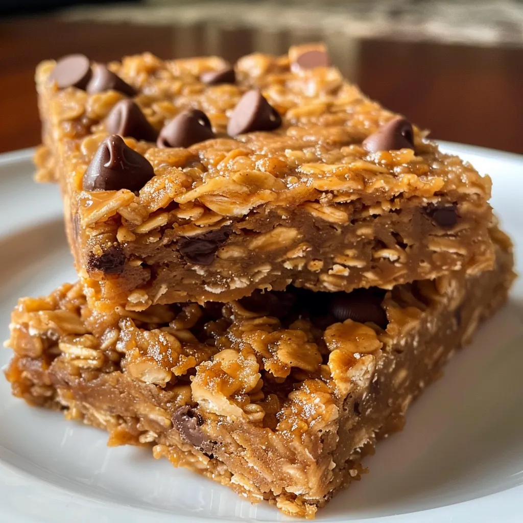 Side view of delicious chewy granola bars featuring nuts and chocolate.