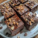 A close-up of Chocolate Almond Butter Freezer Fudge showcasing its rich texture and chocolatey color.