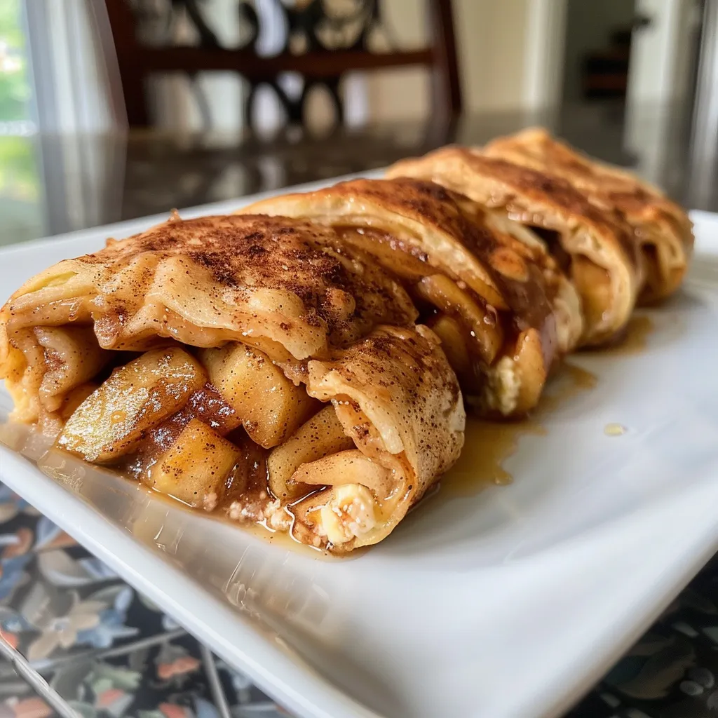 Side view of freshly made Cinnamon Apple Protein Rollups with apple chunks visible.