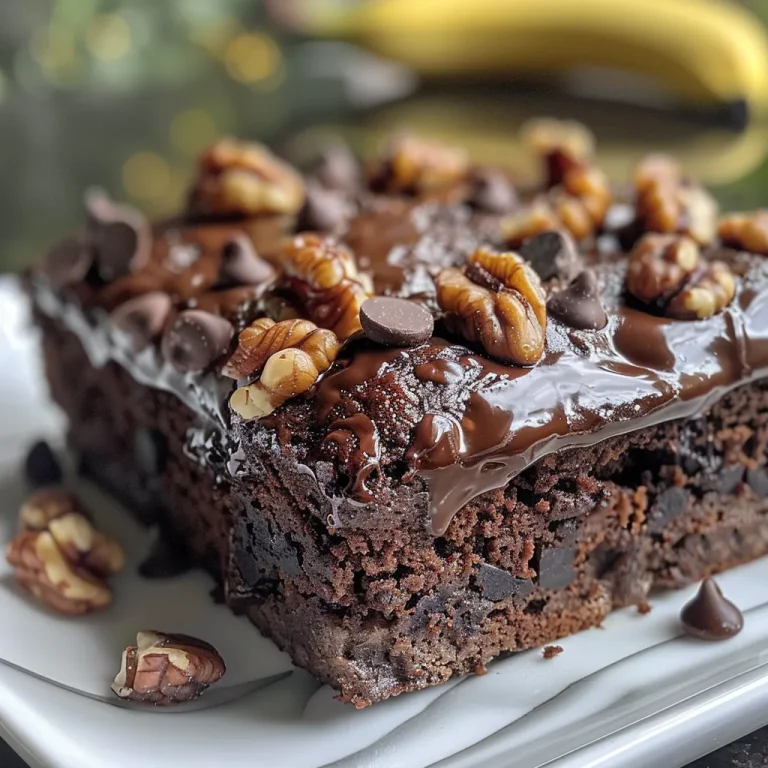 Baking Bliss My Sweet Adventure with Eggless Chocolate Banana Snack Cake Close-up of a moist eggless chocolate banana snack cake with chocolate chips on top.