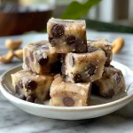 Close-up view of frozen chocolate-covered banana bites on a white plate.
