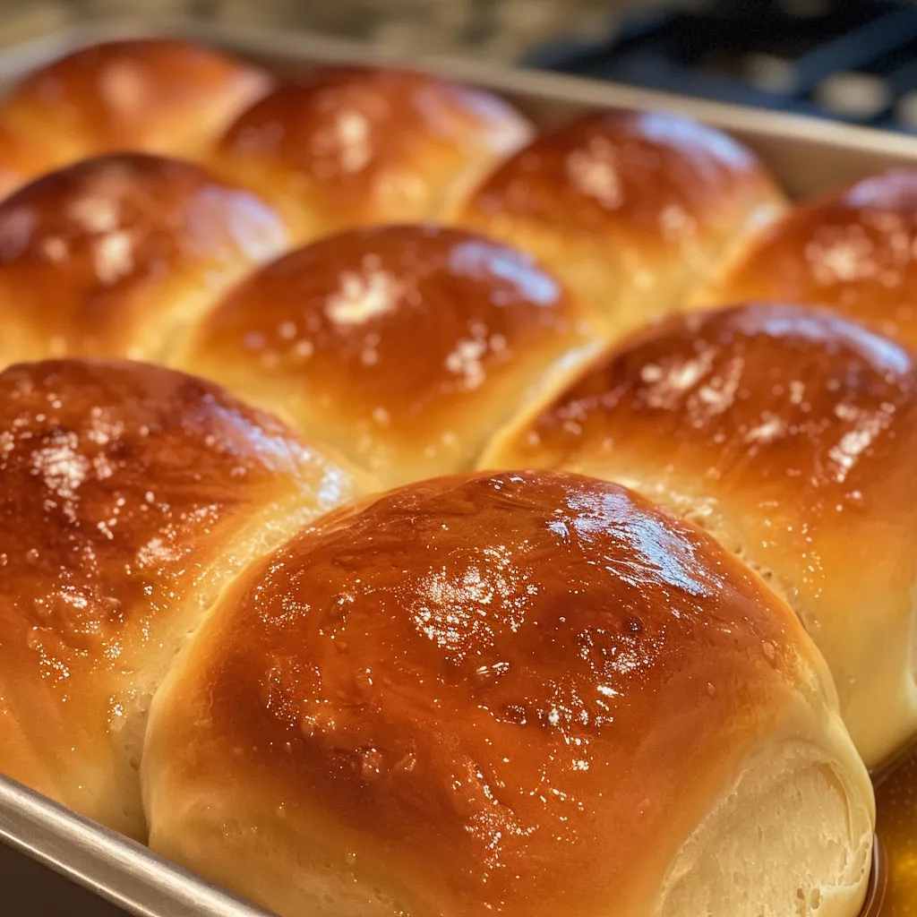 Side view of a fluffy Honey Butter Roll with a drizzle of honey, highlighting its soft texture.
