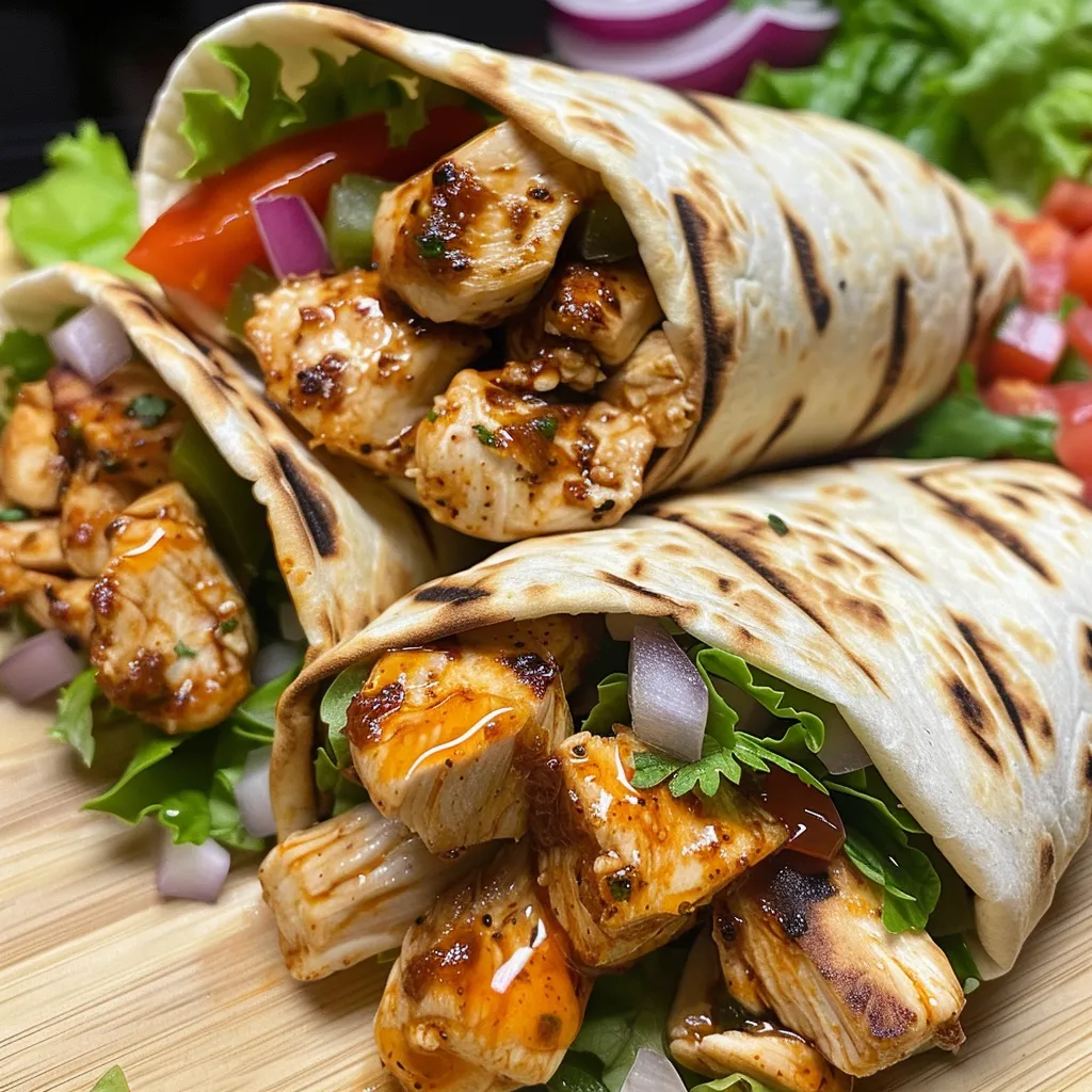 A juicy Honey Chipotle Chicken Wrap showcasing its vibrant ingredients, including lettuce and peppers.