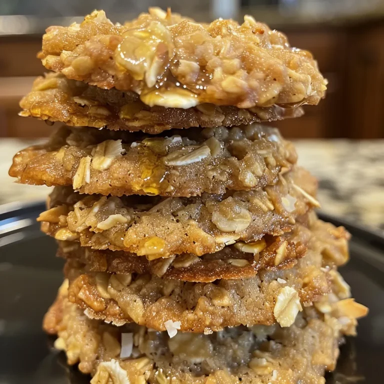 Baking Bliss The Honey Oatmeal Cookies That Transport You to Cozy Moments A close-up side view of golden Honey Oatmeal Cookies on a surface.