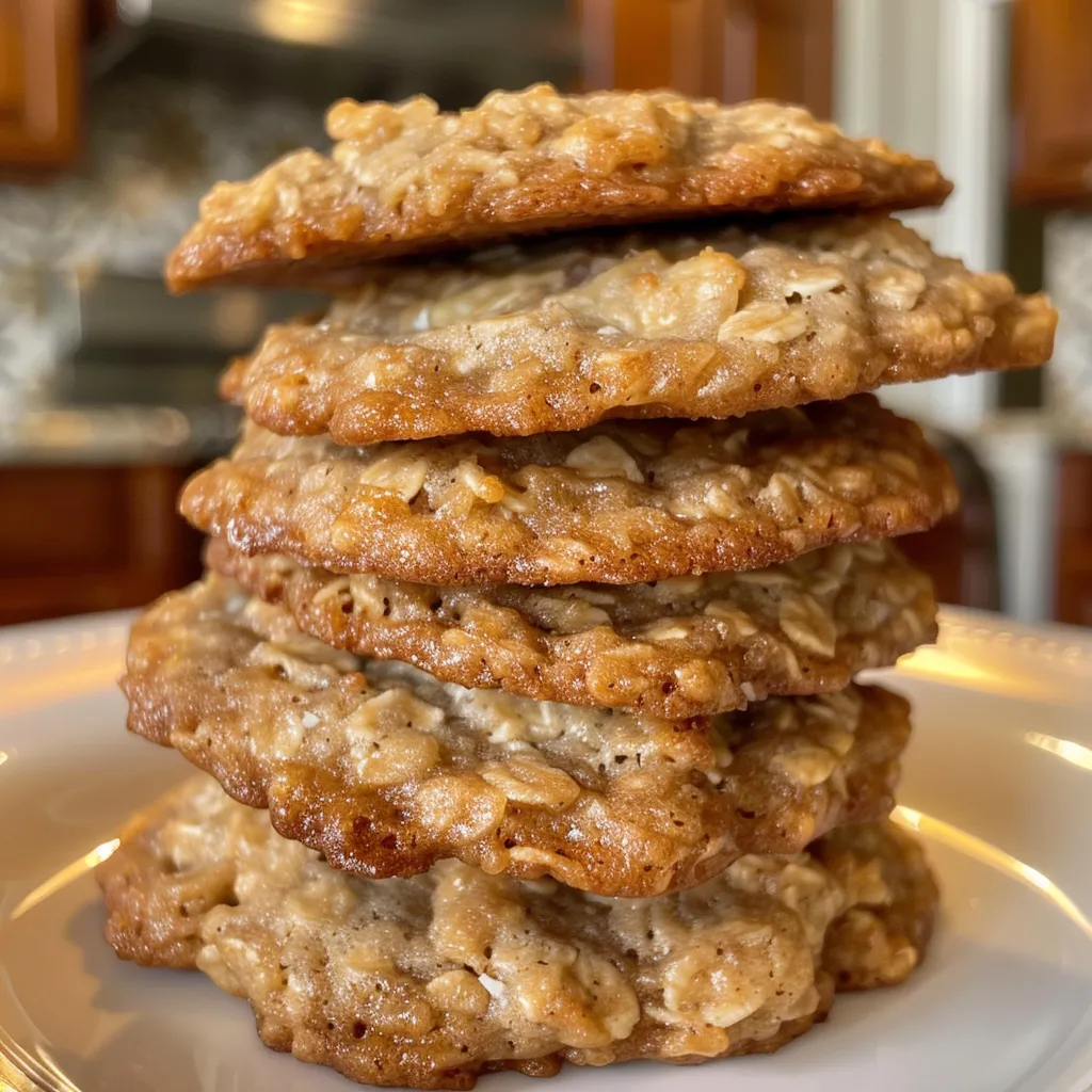 Side view of freshly baked honey oatmeal cookies, showcasing their golden-brown color and texture.
