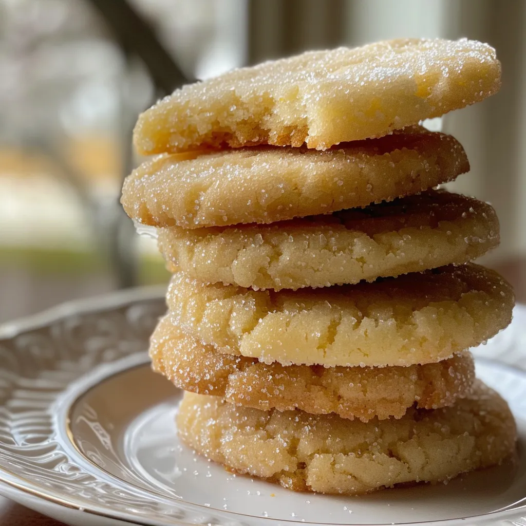 Side view of a batch of Lemon Coconut Sugar Cookies, with a textured surface and a hint of coconut visible.