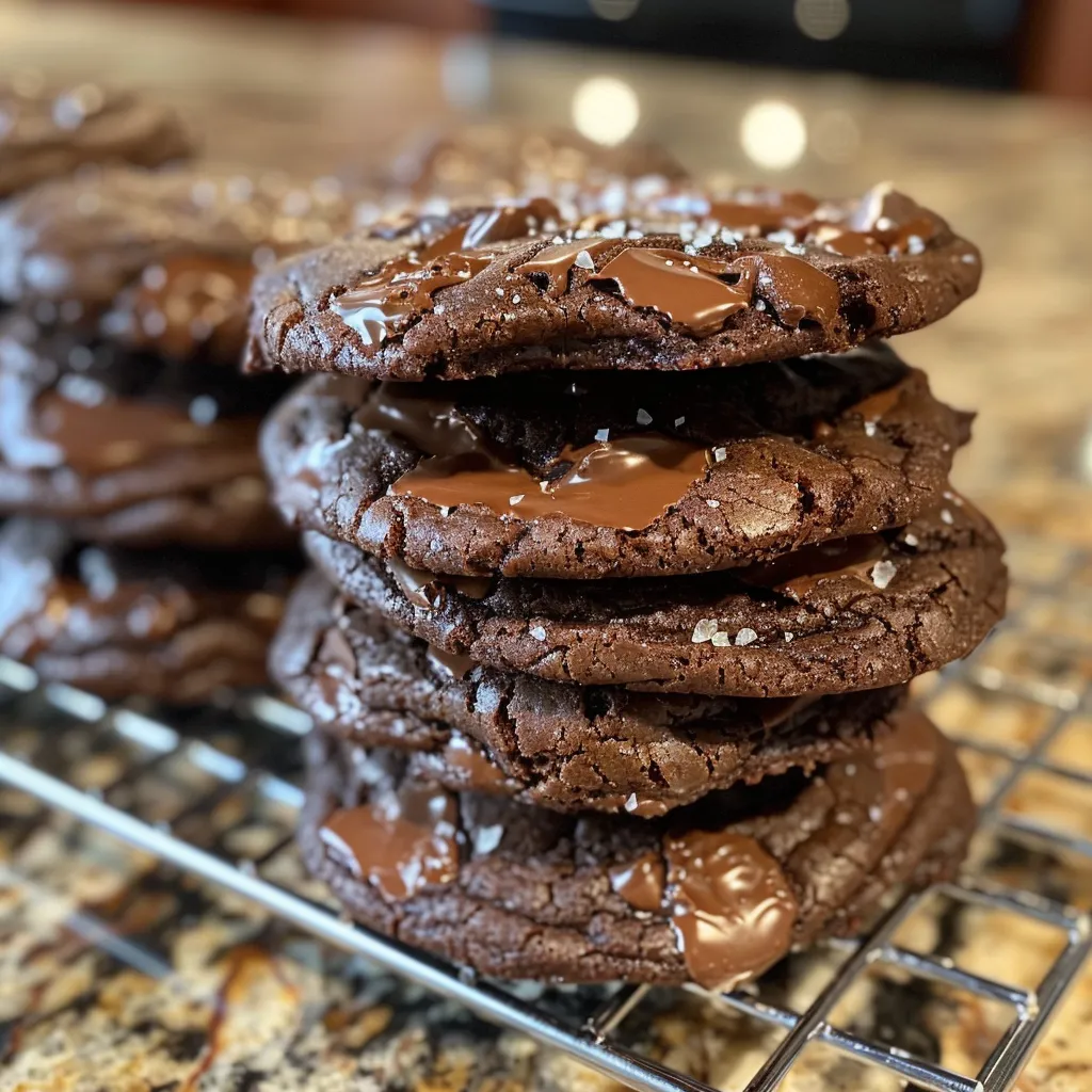 Side angle of delicious Mint Chocolate Cookies on a plate, showcasing their texture.
