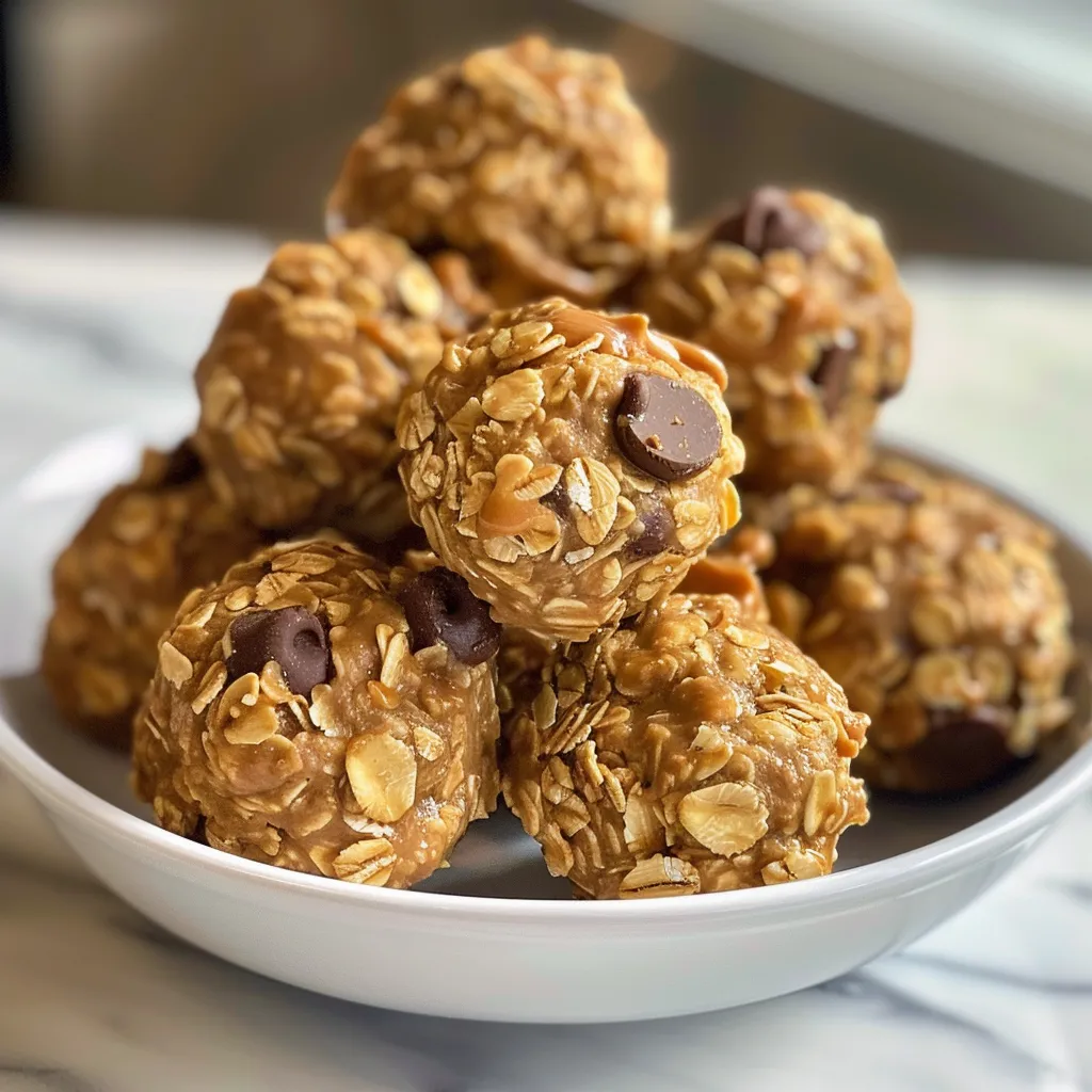 Side view of delicious energy bites made with peanut butter and honey.
