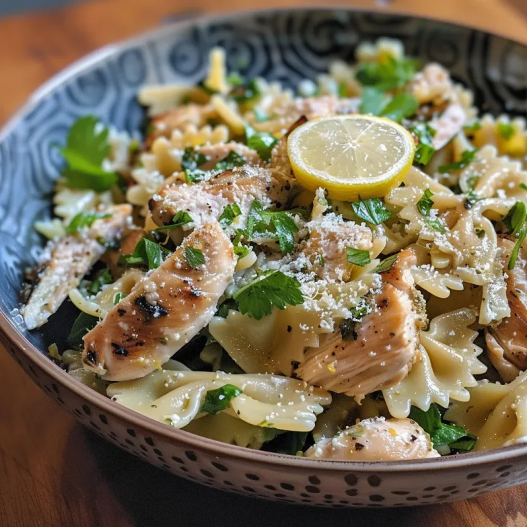 Chasing Zest The Herby Lemon Chicken Pasta Salad That Invites Adventure Close-up view of vibrant Herby Lemon Chicken Pasta Salad with fresh herbs and lemon slices.