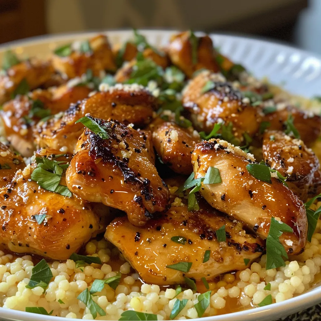 Close-up view of Lemon Parmesan Chicken garnished with parsley and lemon zest.
