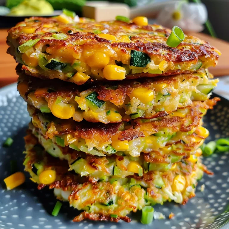 A Flavorful Adventure Discovering Zucchini Corn Fritters That Dance on Your Palate Close-up of golden brown zucchini corn fritters served on a plate.