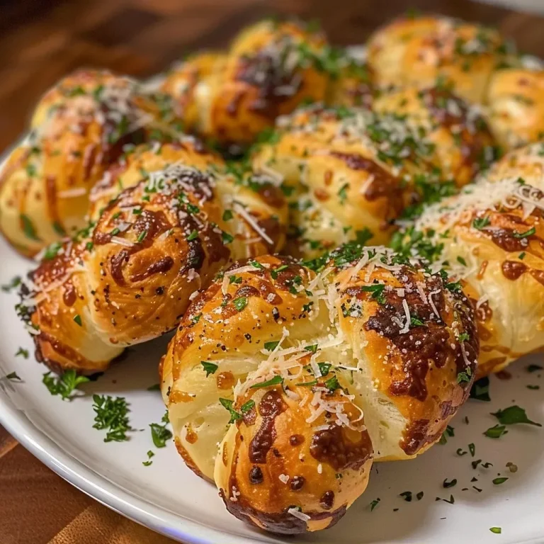['Golden-brown Air Fryer Garlic Knots arranged on a white plate.', 'Close-up view of fluffy Air Fryer Garlic Knots garnished with parsley.', 'Juicy Air Fryer Garlic Knots with a sprinkle of grated Parmesan cheese.', 'Air Fryer Garlic Knots with a crispy exterior, served on a rustic wooden table.']
