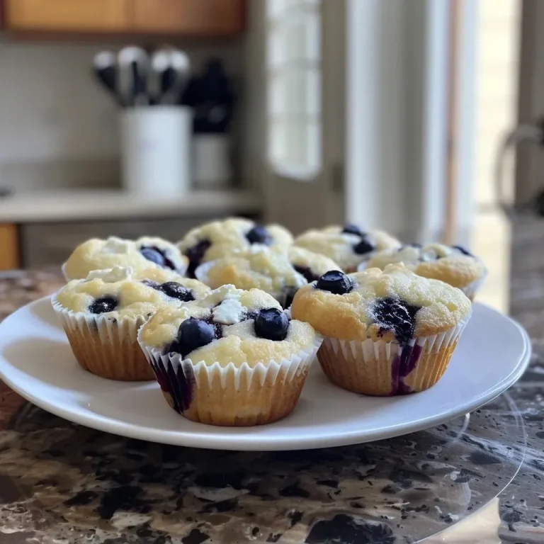 ['Close-up side view of a muffin with blueberries and cottage cheese.', 'Juicy Blueberry Cottage Cheese Muffins displayed on a white plate.', 'Muffin showcasing plump blueberries and a golden-brown crust.', 'Delicious cottage cheese muffin with visible blueberry bits.']
