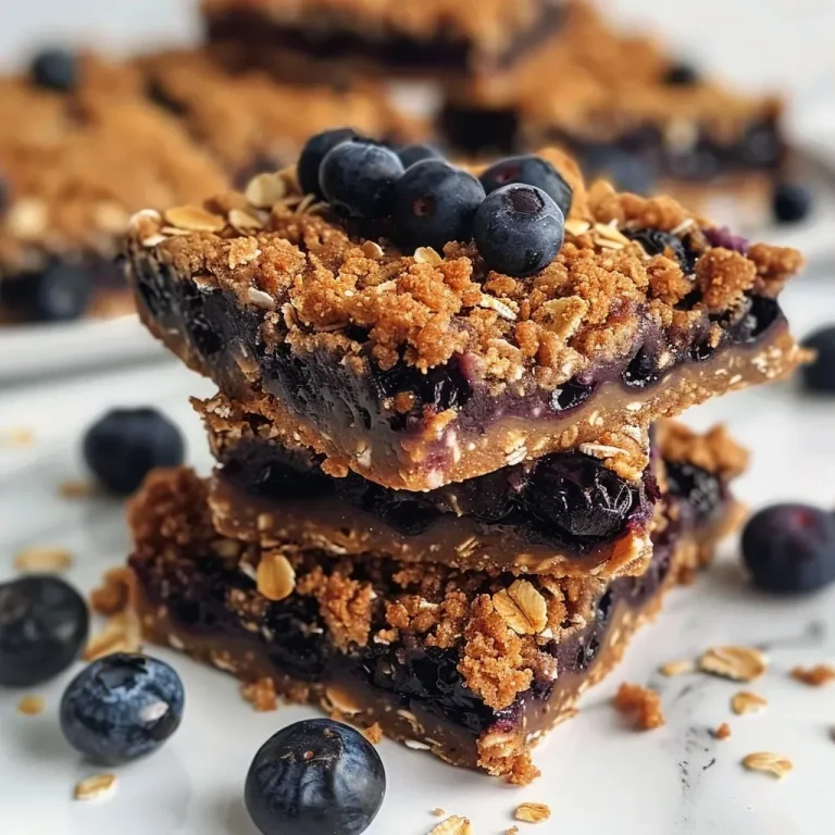 ['Close-up of a Blueberry Crumble Protein Bar with visible blueberry chunks and a crumbly top.', 'Side view of a Blueberry Crumble Protein Bar showing its texture and layers of oats and blueberries.', 'Freshly baked Blueberry Crumble Protein Bar highlighting its moist interior and golden crust.', 'Appetizing view of Blueberry Crumble Protein Bars stacked on a wooden cutting board.']