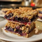 ['Juicy blueberry oatmeal crumble bars with a golden crumb topping, displayed from a side view.', 'Close-up of a side view of blueberry oatmeal crumble bars with a textured crumble topping.', 'Detailed side view of delicious blueberry oatmeal crumble bars with a soft blueberry filling.', 'Blueberry oatmeal crumble bars showcasing a rich crumb topping and vibrant blue berry filling.']