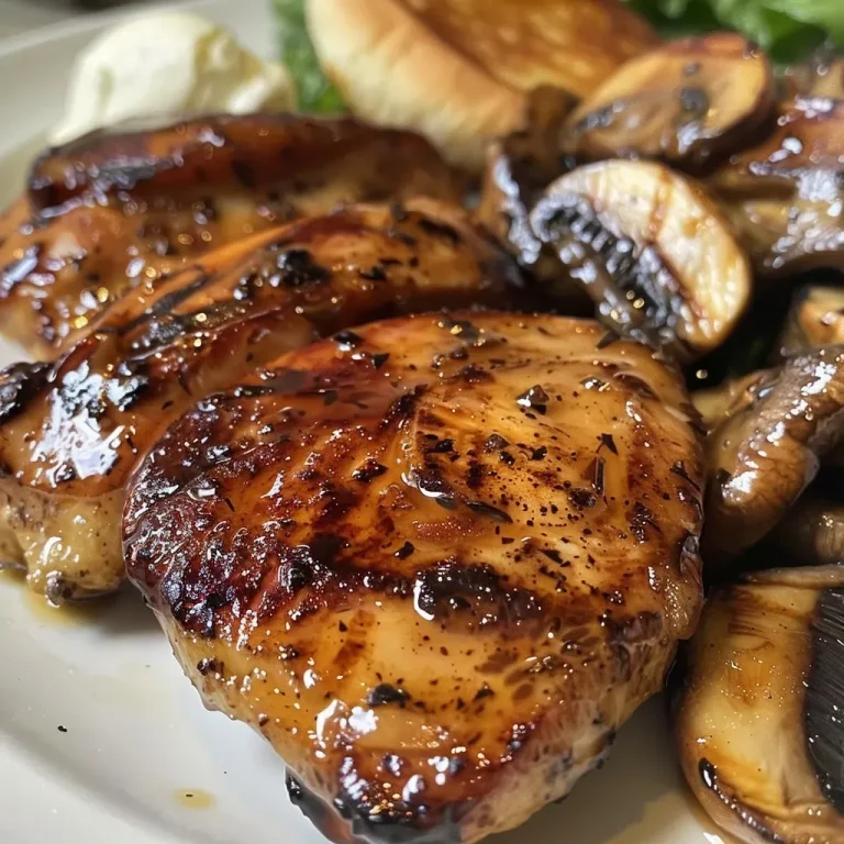 ['Close-up of a juicy Brown Sugar Bourbon Chicken sandwich with melted cheese and mushrooms.', 'Side view of a gourmet chicken sandwich featuring brown sugar bourbon chicken and smoked mozzarella.', 'Detail shot of a brioche bun filled with chicken, mushrooms, and cheese, garnished with lettuce.', 'Juicy chicken and mushroom melt in a brioche bun, showcasing gooey cheese and fresh ingredients.']