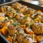 ['A side view of a Chicken Leek and Butternut Squash Bake, showcasing juicy chicken and colorful vegetables.', 'Close-up image of a hearty Chicken Leek and Butternut Squash Bake, highlighting its ingredients and textures.', 'A delicious Chicken Leek and Butternut Squash Bake presented in a dish, revealing layers of chicken and squash.', 'Side view of a warm Chicken Leek and Butternut Squash Bake, with golden crust and colorful filling visible.']