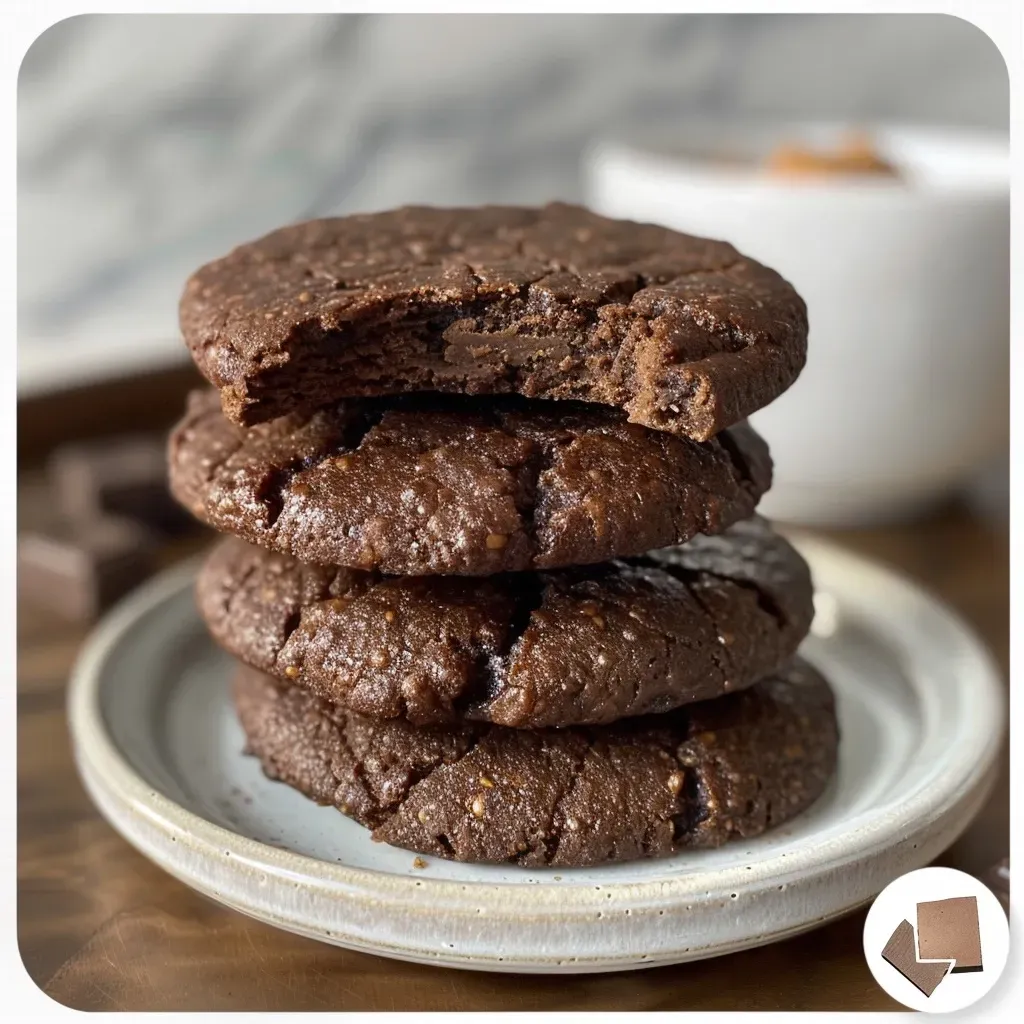 ['Close-up view of a chocolate protein cookie with dark chocolate chips.', 'Side profile of a chewy chocolate protein cookie with a glossy finish.', 'Juicy chocolate protein cookie featuring melted chocolate chips and a soft texture.', 'A freshly baked chocolate protein cookie showcasing almond flour and oats.']