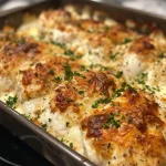 ['Close-up view of a juicy Cottage Cheese Chicken Bake with golden-brown chicken and creamy topping.', 'Side view of Cottage Cheese Chicken Bake showcasing chicken breasts covered in cottage cheese and spices.', 'Deliciously baked chicken with a creamy cottage cheese layer, captured in rich detail.', 'Succulent Cottage Cheese Chicken Bake, highlighting the texture and ingredients on a plate.']