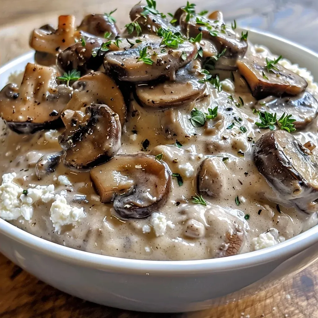 ['Close-up view of a creamy cottage cheese mushroom dip with a spoon.', 'Side view of cottage cheese mushroom dip garnished with herbs in a bowl.', 'Delicious cottage cheese dip with mushrooms and melted cheese displayed in a rustic setting.', 'Creamy mushroom dip made with cottage cheese and topped with mozzarella, ready to serve.']