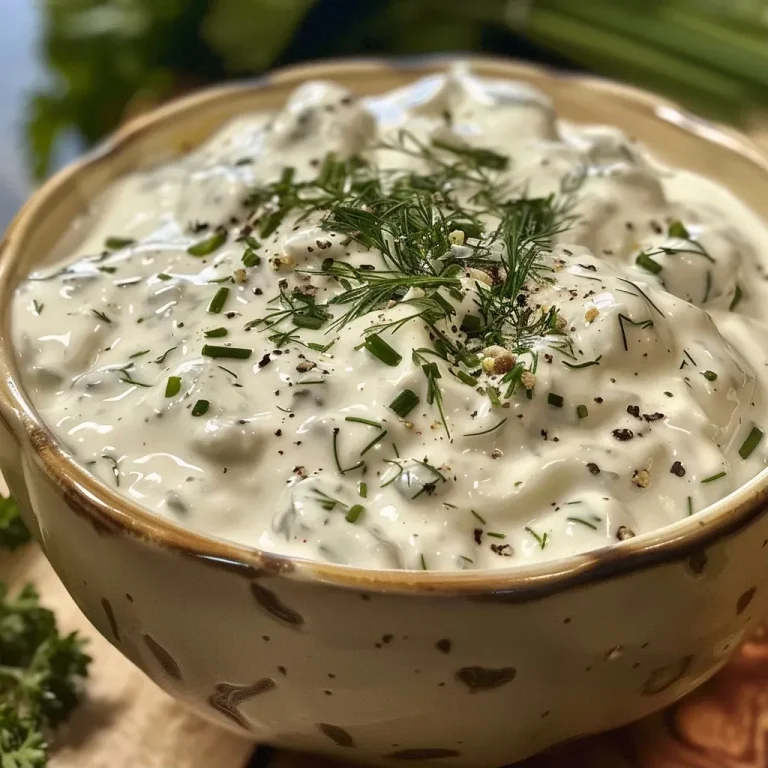 ['Close-up side view of creamy Greek yogurt ranch dip in a bowl.', 'A vibrant Greek yogurt ranch dressing with herbs in a white dish.', 'Thick Greek yogurt ranch dip garnished with parsley and chives.', 'Rich, creamy Greek yogurt ranch in a bowl, ready for dipping.']