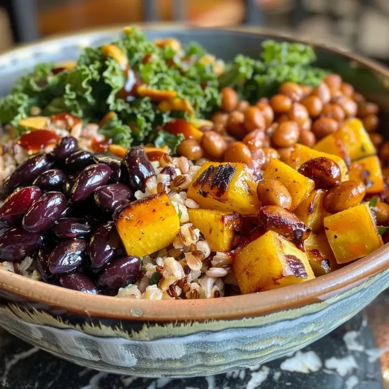 ['Close-up view of a warm harvest grain bowl featuring chicken, squash, and honey mustard.', 'A colorful harvest grain bowl with juicy chicken, roasted squash, and a drizzle of honey mustard.', 'Side view of a nutritious grain bowl filled with chicken, vibrant squash, and a honey mustard dressing.', 'Delicious harvest grain bowl showcasing tender chicken, squash, and a sweet honey mustard sauce.']