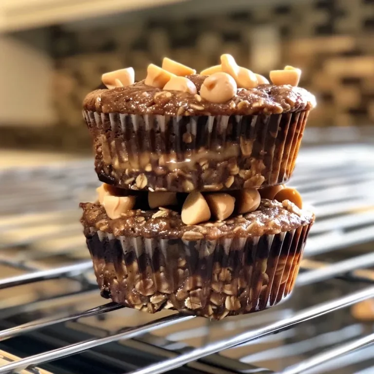 ['Close-up view of Healthy Chocolate Peanut Butter Banana Muffins with a moist texture.', 'Side view of freshly baked chocolate peanut butter banana muffins, showcasing their rich color.', 'Juicy and fluffy chocolate peanut butter banana muffins displayed on a surface.', 'Delicious muffins made with bananas, chocolate, and peanut butter, highlighting their inviting appearance.']