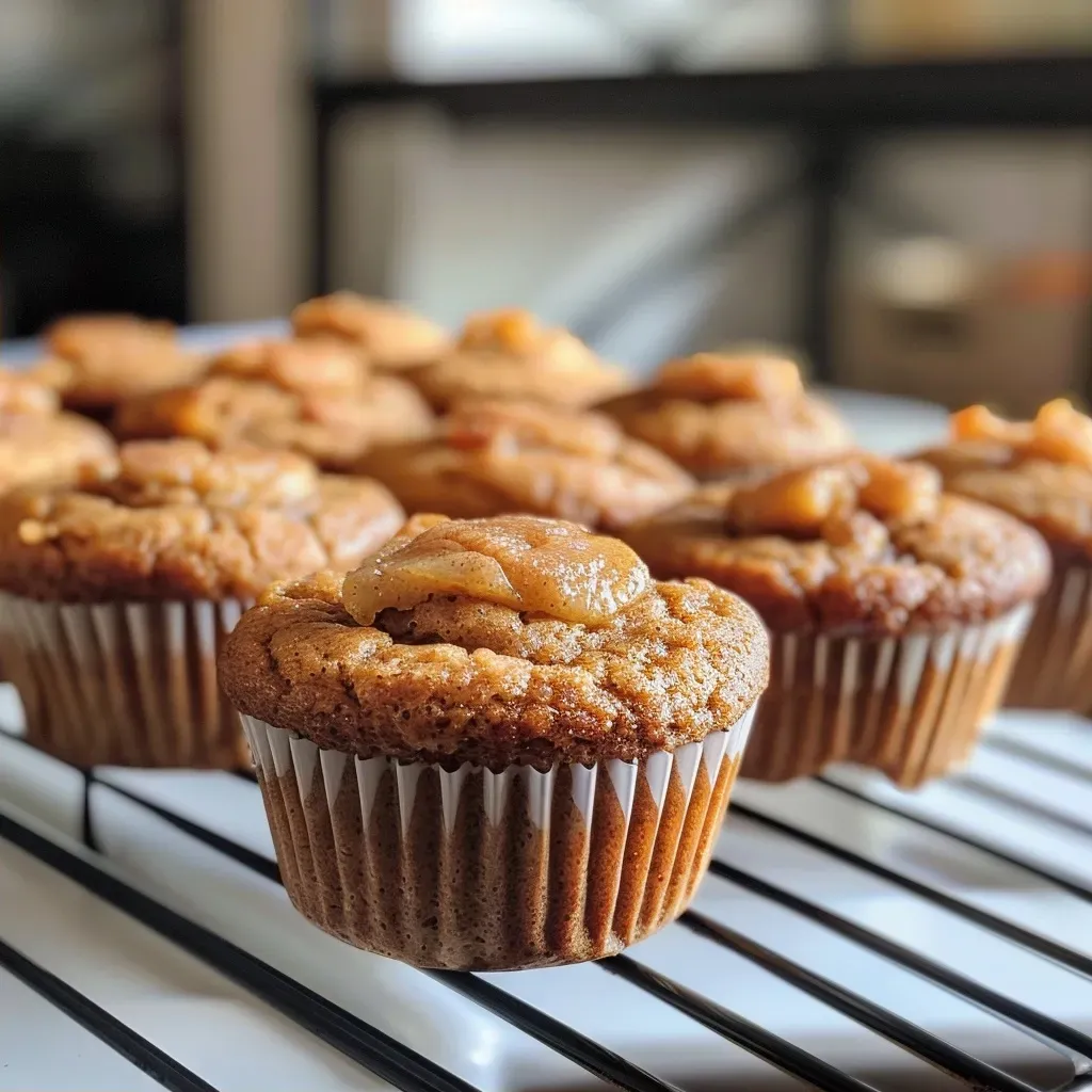 ['Close-up view of healthy peach mini muffins with a golden-brown crust and diced peach pieces.', 'Side view of fresh mini muffins showcasing a fluffy texture and peach chunks on a rustic plate.', 'Juicy peach mini muffins displayed on a wooden table, highlighting their moist interior and cinnamon dusting.', 'Delicious peach mini muffins arranged neatly, emphasizing their healthy ingredients and inviting appearance.']