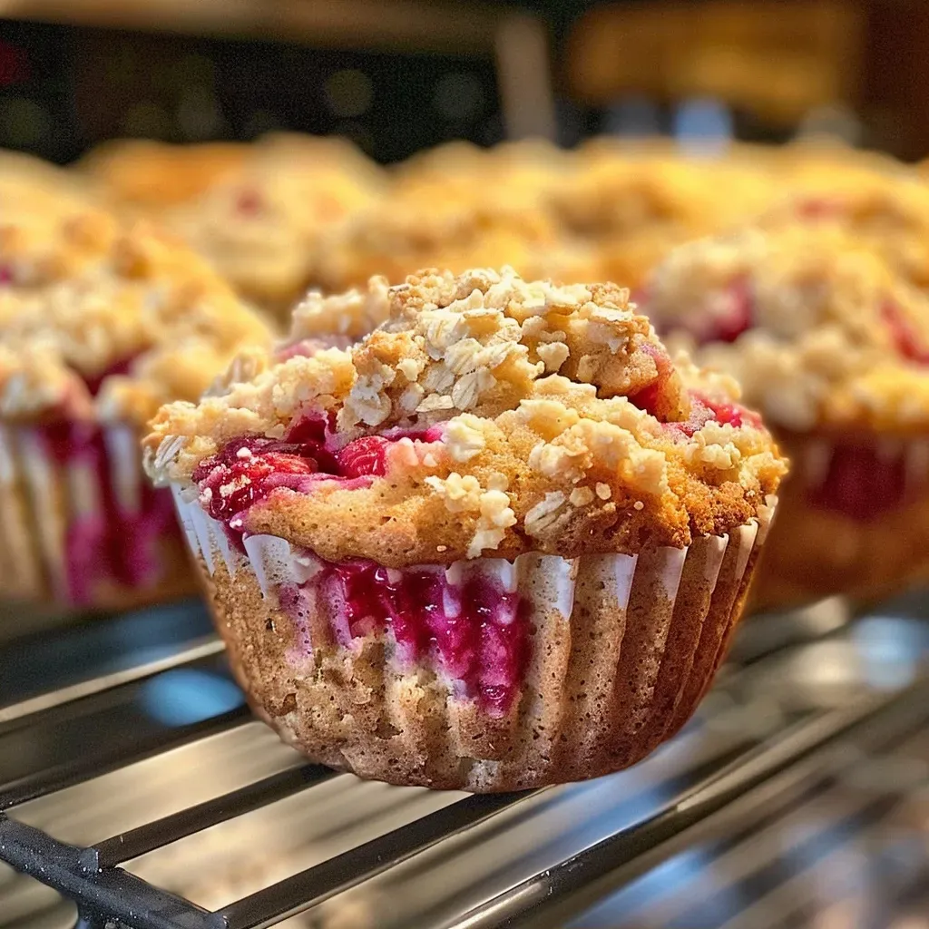 ['Close-up view of a healthy raspberry muffin with a golden-brown top and bright red raspberries peeking out.', 'Side view of a freshly baked raspberry muffin on a wooden table, showcasing its moist texture and berry filling.', 'A plump raspberry muffin captured in detail, revealing its fluffy interior and scattered raspberries on the surface.', 'Juicy raspberry muffin displayed against a plain background, highlighting its inviting golden crust and vibrant fruit.']