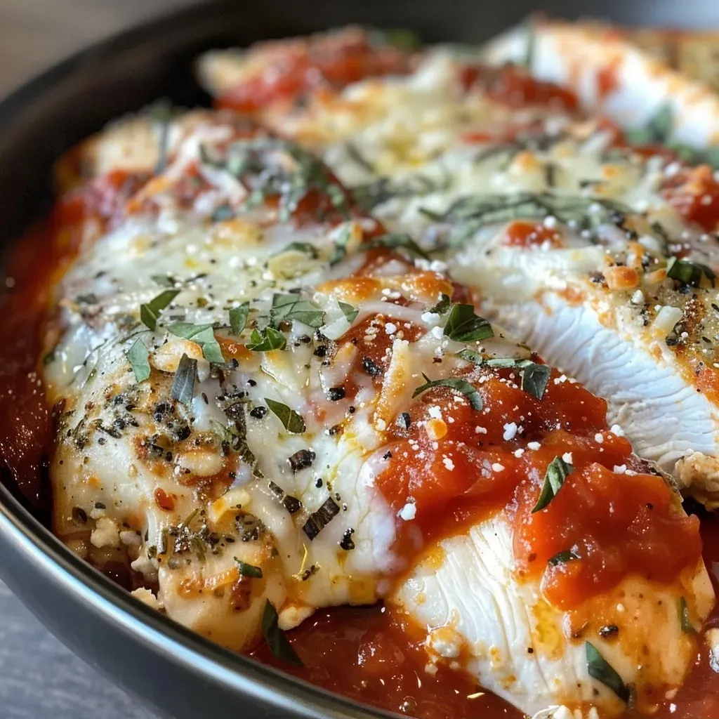 ['Close-up view of a high protein chicken parmesan bowl topped with melted cheese and marinara.', 'Side angle of a cottage cheese bowl featuring grilled chicken, marinara sauce, and cheese.', 'Detailed shot of a nutritious chicken parmesan bowl with layers of cottage cheese and toppings.', 'Mouthwatering high protein chicken parm bowl with a creamy texture and colorful ingredients.']
