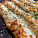 ['Close-up image of golden brown cottage cheese breadsticks on a plate.', 'Juicy, fluffy protein-rich breadsticks with a sprinkle of sesame seeds and herbs.', 'Side view of cottage cheese breadsticks showcasing their soft texture and cheesy top.', 'Delicious homemade breadsticks featuring cottage cheese and topped with chives.']