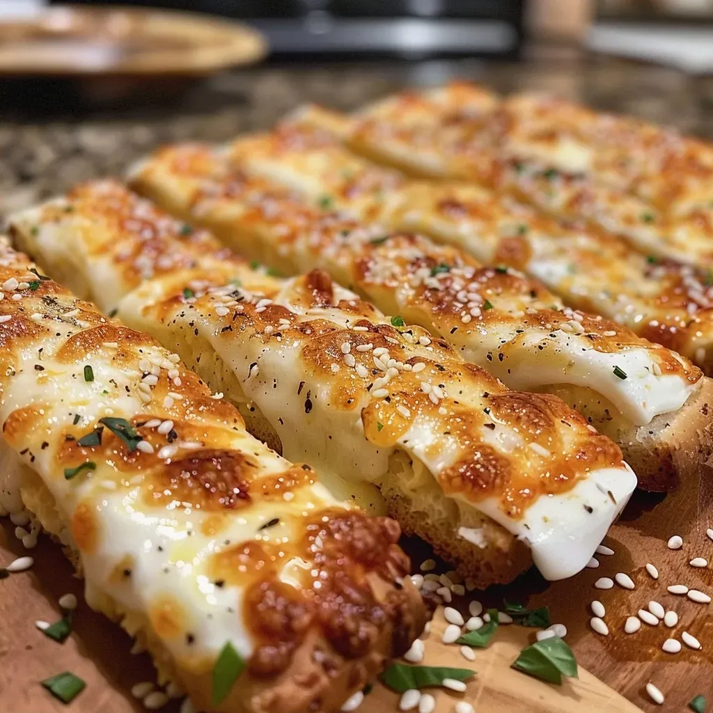 ['Close-up image of golden brown cottage cheese breadsticks on a plate.', 'Juicy, fluffy protein-rich breadsticks with a sprinkle of sesame seeds and herbs.', 'Side view of cottage cheese breadsticks showcasing their soft texture and cheesy top.', 'Delicious homemade breadsticks featuring cottage cheese and topped with chives.']