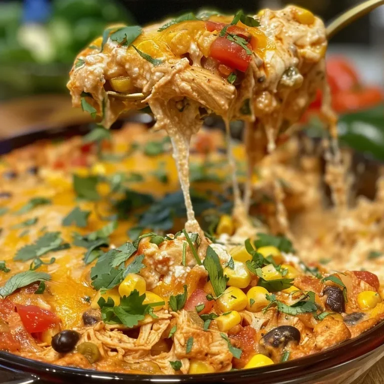 ['Close-up view of a colorful High Protein Taco Chicken Dip served in a bowl.', 'Side perspective of a creamy taco chicken dip garnished with fresh cilantro.', 'Juicy High Protein Taco Chicken Dip with visible ingredients like black beans and corn.', 'Appetizing close-up of a cheesy taco dip ready to be enjoyed with tortilla chips.']